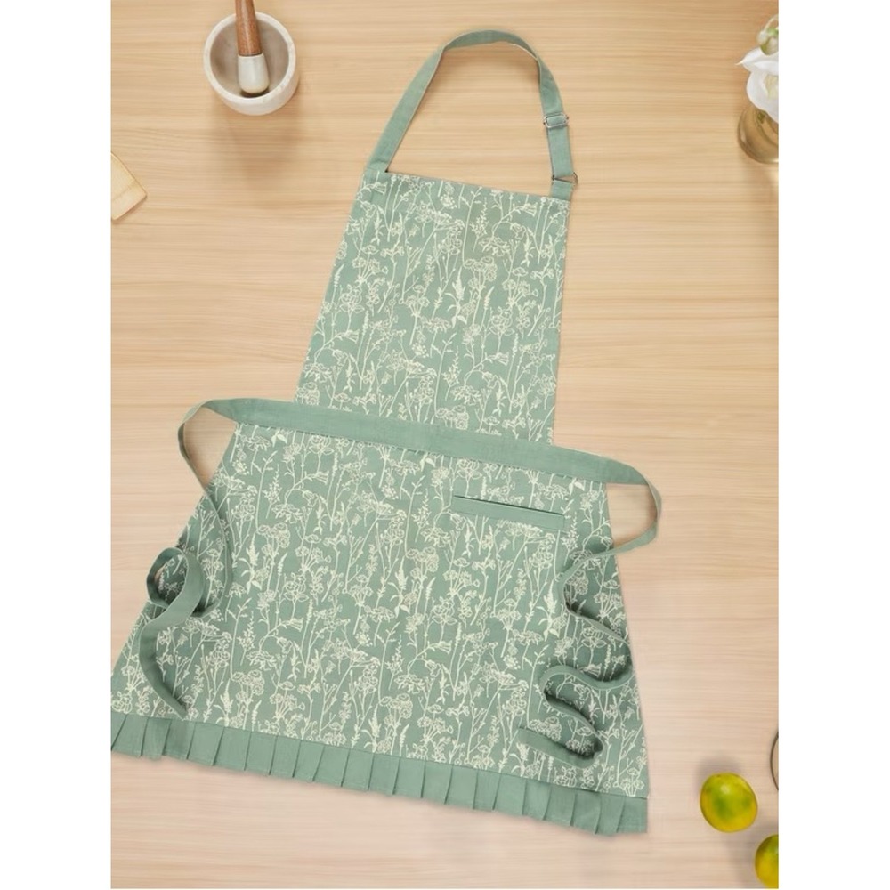 Green Floral Wildflower Halter Women's Apron Kitchen Cooking Baking Sourdough